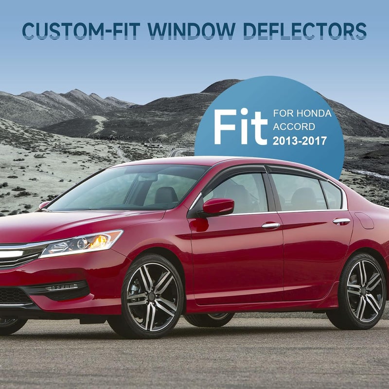ACLONG Smoke Rain Guards Fit for Honda Accord 2013-2017 Tape-On Side Shatterproof Window Visor, Window Deflectors, 4-Piece Set - Image 2
